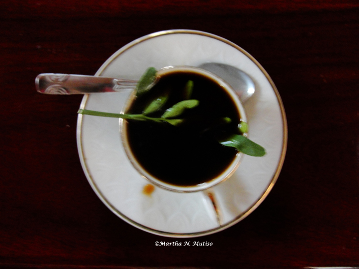 Black coffee...with some spicy herbs