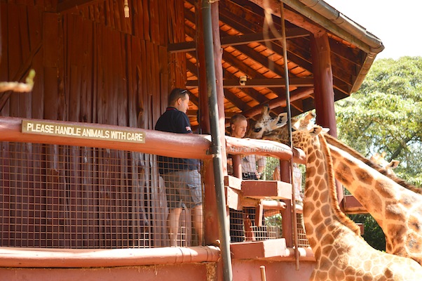 Visitors at the Giraffe Centre, Nairobi